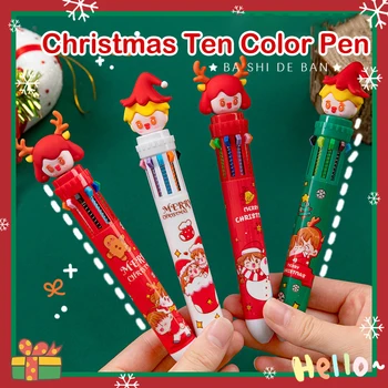 1 шт. 10 цветов рождественская елка гелевая ручка милая шариковая ручка разноцветная ручка для детей школа делать заметки и рисовать канцелярские принадлежности