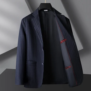 2023 Высококачественный новый красивый мужской повседневный тренд бутик вязаный полосатый пиджак для вечеринок мужской одинарный западный топ пальто