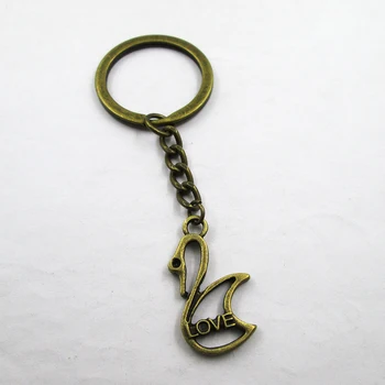 3 шт./лот бронзовый брелок для ключей с любовью лебединые птицы 29x17 мм лучший фри, подарок на день рождения, подвесной брелок для ключей