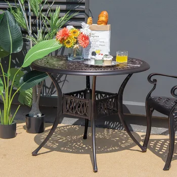 36 дюймов Патио Круглый обеденный стол для бистро с отверстием для зонтика Открытый садовый стол Столы для пикника