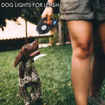 4.5M Светодиодный фонарик Выдвижной выдвижной поводок для собак с мешком для мусора