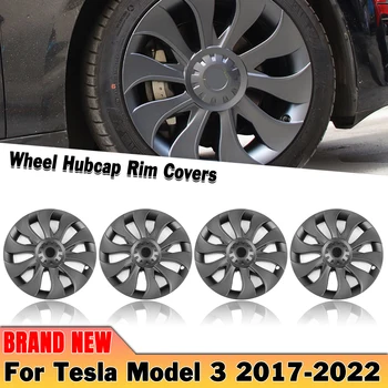 4 шт./компл., 18-дюймовая колпак колеса, колпаки колеса, крышка обода, вихревой стиль, серый 18-дюймовый автомобиль, экстерьер, полные крышки ступиц для Tesla Model 3 2017-2023
