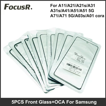 5 шт. Оригинальная передняя внешняя стеклянная линза с клеевой пленкой OCA для Samsung A01 A11 A21 A31 A41 A51 A71 Запасные части сенсорного экрана