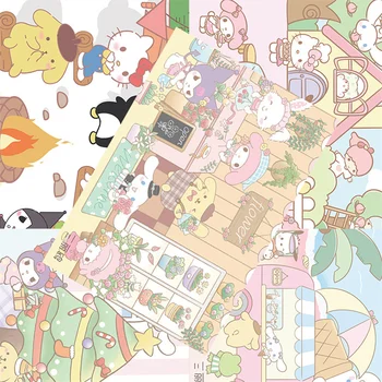 8Pcs/компл. Sanrio Kuromi Cinnamoroll My Melody Poster Hd Мелованная бумага Общежитие Наклейки на стену Декоративные картины Рождественский подарок