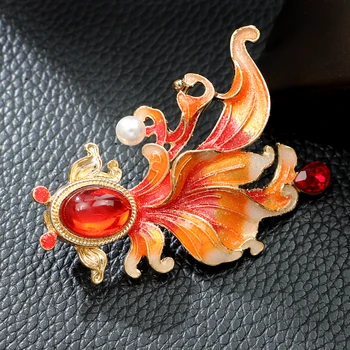 CINDY XIANG Эмаль Мода Золотая Рыбка Брошь Китайский Новый год Булавка Животный Дизайн Ювелирные изделия