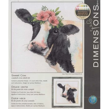 Gold Collection Набор для вышивки счетным крестом Сладкая корова с цветами Молочная корова DIM 35386