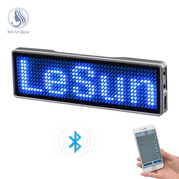 Mini LED Цифровой Дисплей Перезаряжаемый Bluetooth Бейдж Бейдж DIY Программируемый Многоязычный Прокрутка Вывеска