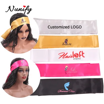  Nunify New Customize Logo Wig Band For Edges Fix Edge Wrap For Wigs Satin Hair Wrap Strip For Edges Silk Headband Belt 6 * 100 см