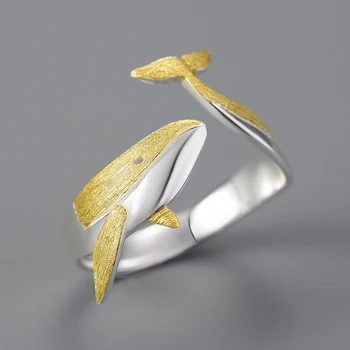  Ocean Lover Кит Кольца Золото Серебряный Цвет Изменяемый Размер Кольцо Для Мужчин Женщин