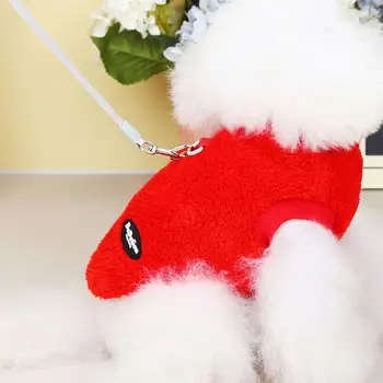  Pet Осенне-зимняя флисовая одежда Собака Кошка Теплое пальто Однотонная флисовая толстовка для маленьких средних собак Тедди Бишон Пуловер