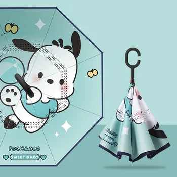 Sanrio Kawaii Pochacco Зонтик Cinnamoroll My Melody Girl Мультфильм Портативный зонтик от солнца Полностью автоматический виниловый зонтик от солнца в подарок