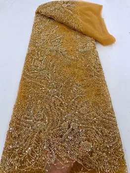Sinya Африканские кружевные свадебные ткани из бисера Роскошные 2023 Высококачественные французские бусины Нигерийские пайетки Тюль Материал для свадебной вечеринки