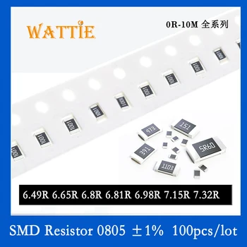 SMD резистор 0805 1% 6.49R 6.65R 6.8R 6.81R 6.98R 7.15R 7.32R 100 шт./лот Чип-резисторы 1/8 Вт 2,0 мм * 1,2 мм