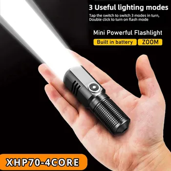 XHP70 Светодиодный фонарик Портативный USB-зарядка Фонарик Кемпинг 3 режима освещения Лампа EDC Light Мини-фонарик Zoomable