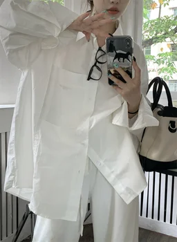ZHISILAO Новая белая блузка Женские повседневные свободные рубашки с длинным рукавом Femme Весна-лето 2023 Топы Шик