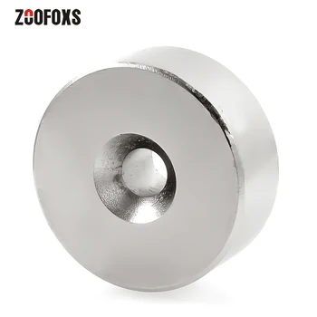 ZOOFOXS 1 шт. 50x20 мм Отверстие 10 мм Круглый сверхсильный неодимовый магнит Мощные редкоземельные магниты 50 * 20-10 мм