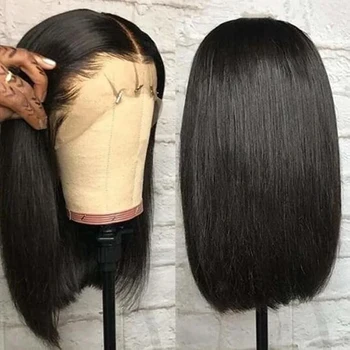 Бесклеевой предварительно выщипанный 13x4 Hd Прозрачный кружевной передний боб парик 4x4 прямая кружевная застежка для женщин бразильские парики из натуральных волос