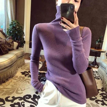водолазка кашемировый толстый свитер женские джемперы wnter трикотажные женские тонкие пуловеры с длинным рукавом мягкий теплый женский топы фиолетовый