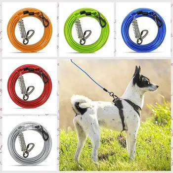  Двусторонний кабель для привязывания собак Устойчивый к укусам клей Покрытие Поводок для собак Регулируемая веревка для бега для собак из нержавеющей стали