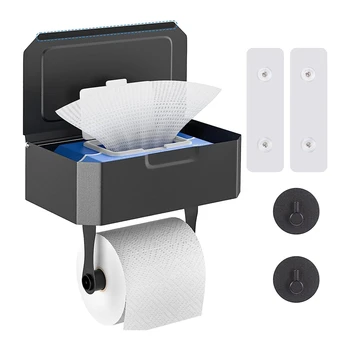Держатель для туалетной бумаги без сверления Держатель для туалетной бумаги с коробкой для влажных салфеток, полкой, держателем кухонной рулона для ванной комнаты