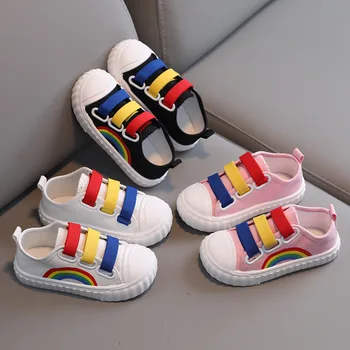 Детская холщовая обувь 2023 Весна и осень Обувь для мальчиков Обувь для девочек Маленькие белые туфли Детская обувь для помещений