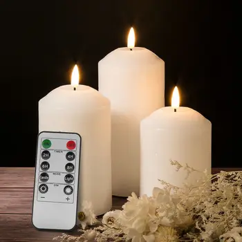  Дистанционно управляемая парафиновая восковая свеча на батарейках 3D мерцающее пламя светодиодные свечи-столбы лампа f/Home Bar Club
