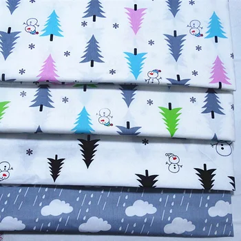 Довольно красочная рождественская елка и серый клоунд Дождь Печатная 100% хлопчатобумажная ткань для стежки постельного белья ткань DIY шитье