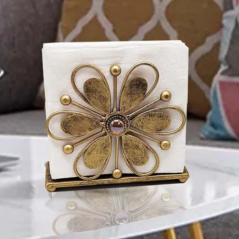 европейский стиль кованое железо цветок бумажный держатель для полотенец кухня ресторан домашний рабочий стол для хранения салфеток декоративные украшения