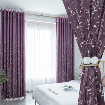 Занавес Гостиная Спальня Затемненные окна Экран Фиолетовый тюль Роскошь Включено
