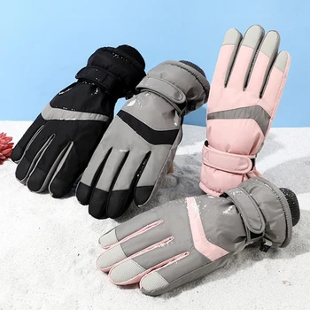 Зимний велоспорт Утолщенные флисовые перчатки Холодный снег Работа Лыжные перчатки Теплый хлопок Водонепроницаемый снег Ветрозащитный Мужчины и женщины
