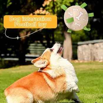 Интерактивная игрушка для собак способствует здоровью зубов Прочный высоко прыгающий футбольный мяч с ремнями Жевательная игрушка для поддержания здоровья полости рта