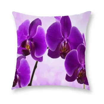 красочный орхидейный принт квадратный полиэстеровый чехол для подушки для домашней гостиной, диван, украшение спальни, наволочка 45x45 см