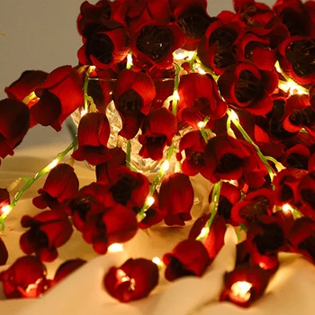 Креативная светодиодная симуляция Ветка орхидеи Цветок Фея Гирлянда Настенная подвесная корзина Цветочная вечеринка День святого Валентина Атмосфера Свет