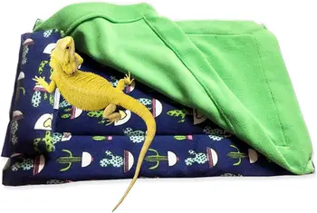  Кровать бородатого дракона с подушкой и одеялом, Аксессуары для рептилий, Укрытие из шкуры мелких домашних животных, Теплый сон из ткани Solf