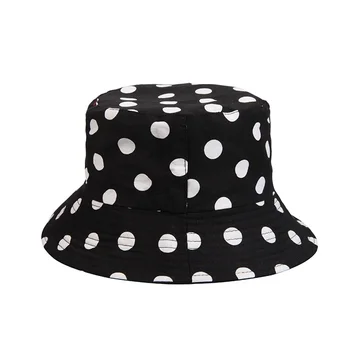  Летняя женская шляпа-ведро Защита от ультрафиолета Стильный солнцезащитный крем корейского дизайна Классический горошек Универсальные рыбацкие шляпы для женщин
