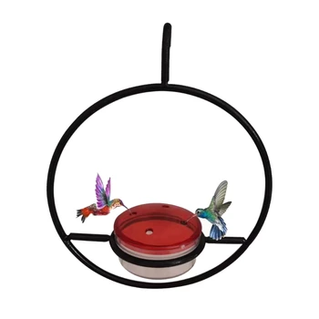 Металлическая подвесная кормушка для колибри Прозрачный дизайн Кормушки для птиц в садовом дворе Колибри Вода Питьевые принадлежности