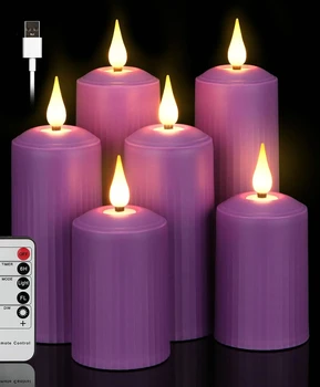  Набор из 9 USB перезаряжаемых с дистанционным управлением и таймером Светодиодная свеча Беспламенная римская свеча На открытом воздухе Водонепроницаемые свечи Свет