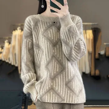 Новый высококачественный женский пуловер свитер пальто осень зима теплые трикотажные брюки мода женский трикотаж свитера верхняя одежда верблюд