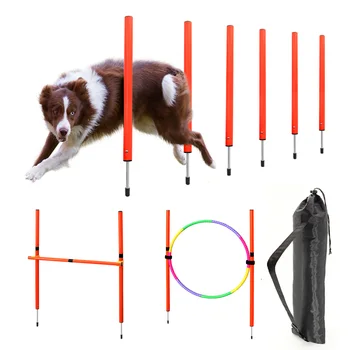 Оборудование для аджилити для собак Портативное оборудование для дрессировки домашних животных Инструмент для тренировки собак для прыжков Уличные собаки Бегущие ставки Спортивные колья Шест