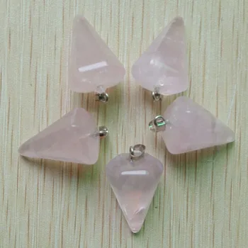  оптом 12 шт. мода хорошее качество натуральный розовый кварц камень шестиугольник пирамис подвески подвески для мужчин и женщин ожерелье