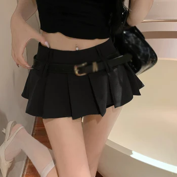 плиссированная юбка корейская версия женская юбка с высокой талией однотонное обернутое бедро платье мода сексуальная