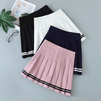 плиссированная юбка розовая Falda Tableada Черная мини-юбка Женщина Мода Корейский стиль Темная академическая одежда Школьница Форма Saias