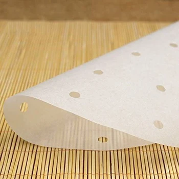  Подкладка фритюрницы-100 листов перфорированной пергаментной бумаги, квадратная бамбуковая бумага для пара, совместимая с Philips, белая