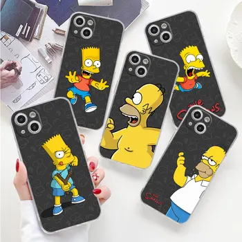 Прозрачный чехол для телефона для iPhone 15 14 13 Pro Max 13 12 Mini 11 ProMax XR XS X 8 7 6 6S Plus Чехол Bart Simpson Cartoon Homers