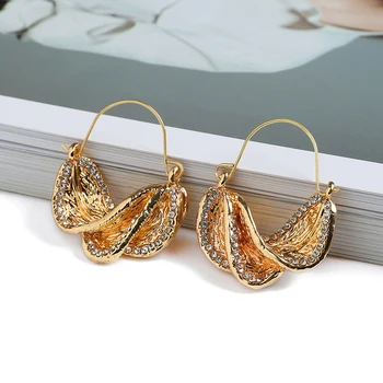 Роскошные золотые цветные металлические блестящие кристаллические украшения для висячих серег для женщин Мода Элегантные великолепные аксессуары для ушей Изысканные ювелирные изделия