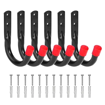  Сверхмощные гаражные крючки для подвешивания, 6 шт. Гаражные крючки для хранения для удлинительного шнура с настенными анкерами и винтами