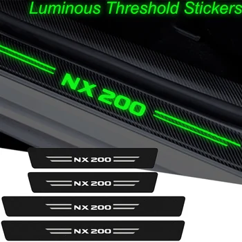 Светящийся углеродный волокно Автомобильная наклейка Дверь багажника Порог Порог Обшивка Наклейка Водонепроницаемая полоса для Lexus NX200t Логотип Авто Интерьер