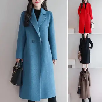 Серое двустороннее шерстяное пальто для женщин осенью и зимой 2023 года, новое высококачественное длинное пальто из шерстяной ткани средней длины