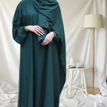 Скромная мусульманская абайя Женщины Джеллаба Ид длинное макси-платье Турция Кафтан Молитва Хиджаб Дубай Ислам Арабский халат Джалабия Одежда
