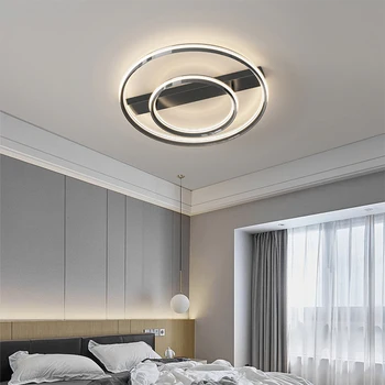 Современный минималистичный круглый потолочный светильник для гостиной, спальни, офиса, общежития, черного пульта дистанционного управления с регулируемой яркостью, украшения для дома